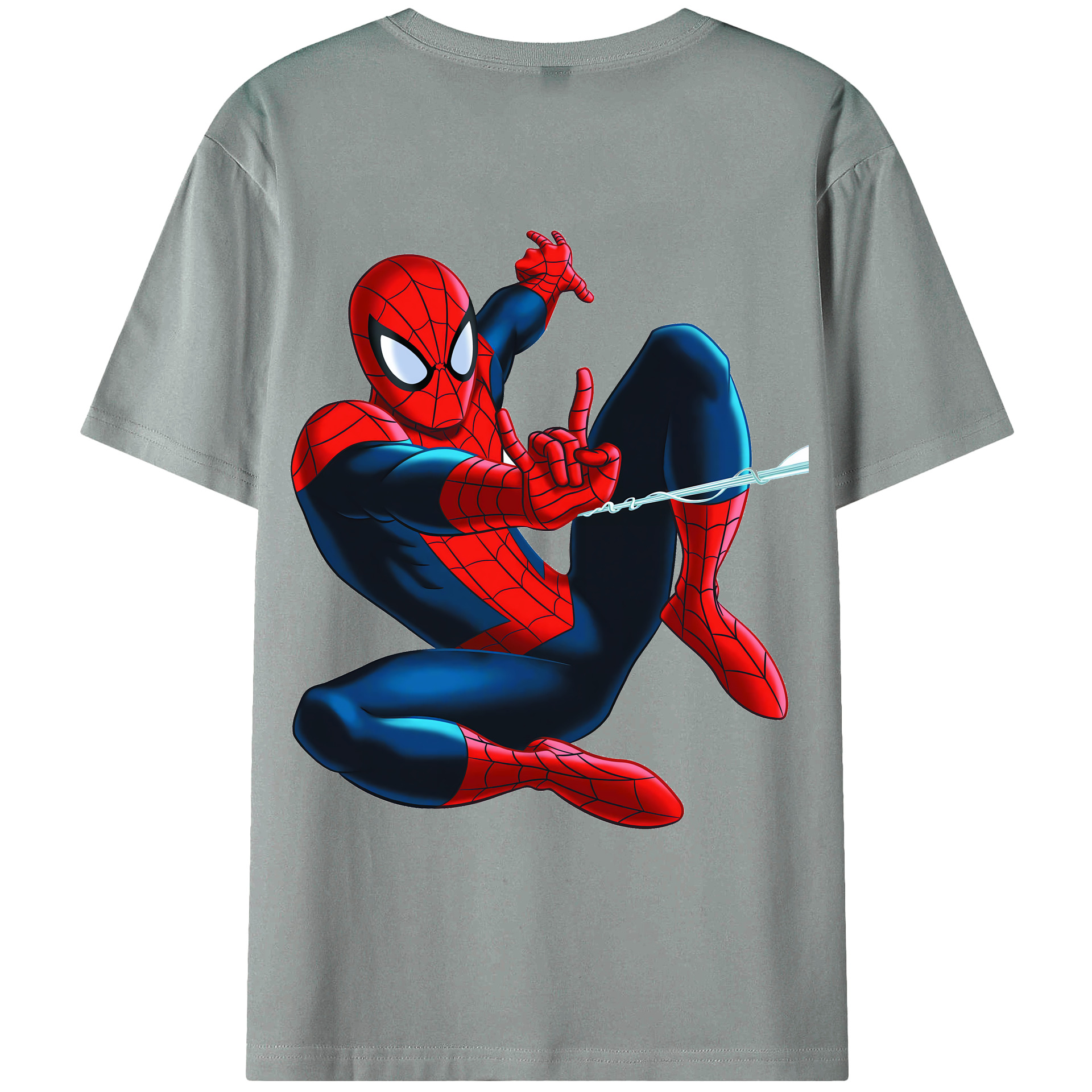 （画像用） Spider Man スパイダーマン 綿100％ メンズ半袖Tシャツ（バックプリント） 通気性
